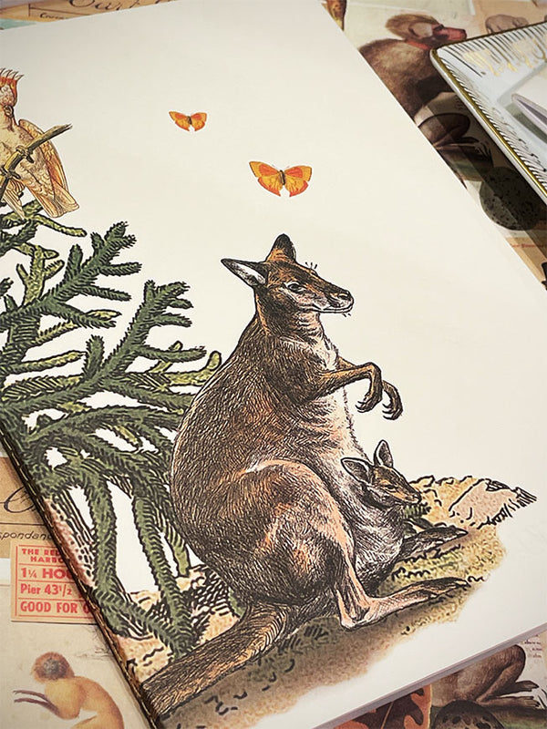 A5 Notebook 'Animalis' - Kangaroo, Cockatoo and Butterflies