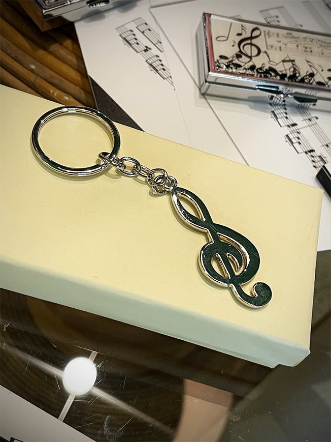 Llavero Plateado y Esmalte 'Clave de Sol'