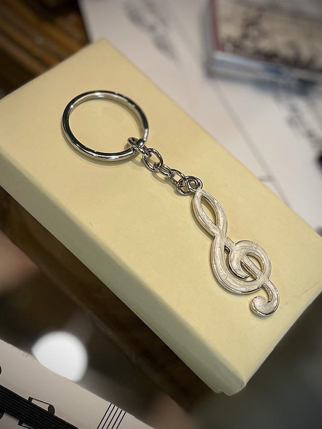 Llavero Plateado y Esmalte 'Clave de Sol'