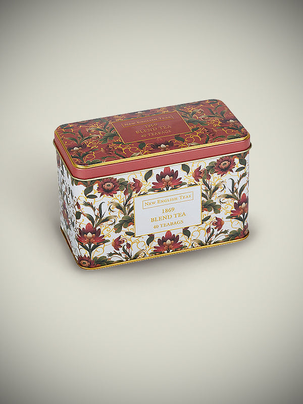 'Embroidery Lotus Flower' Tea Tin - 40 Tea Bags 1869 Blend