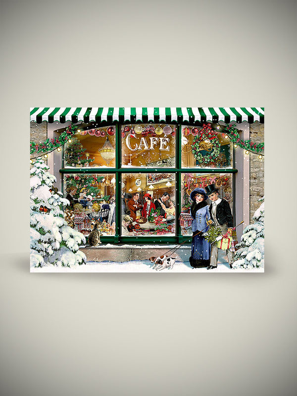 Tarjeta de Navidad y Adviento 'Escaparate de Navidad' - Café