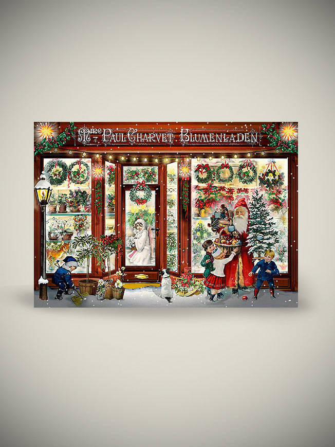 Tarjeta de Navidad y Adviento 'Escaparate de Navidad' - Floristería