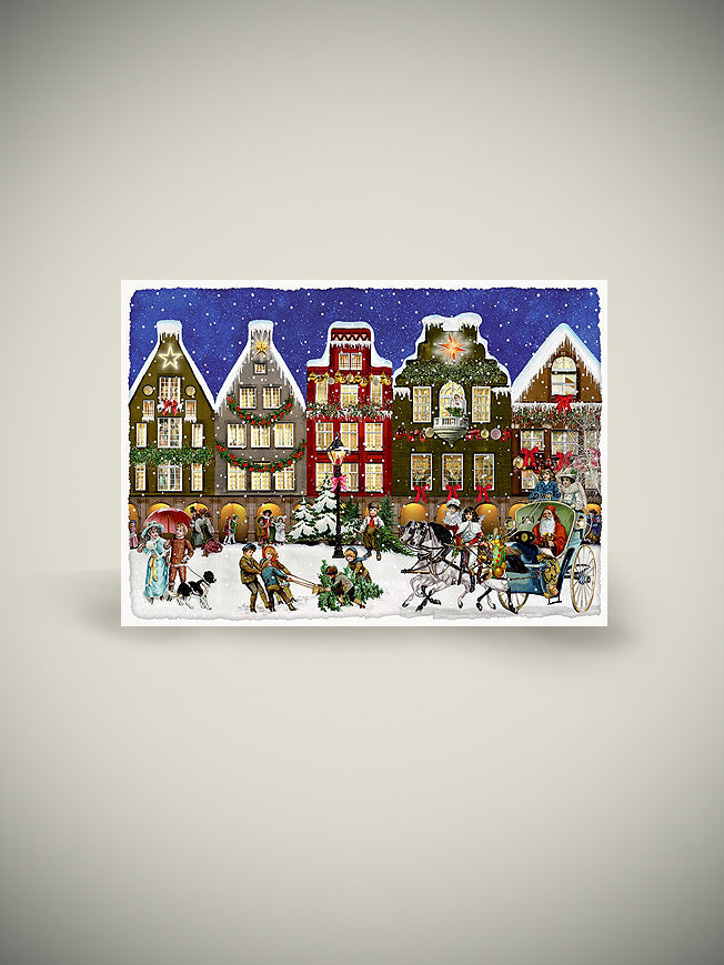 Mini Tarjeta de Adviento 'Escenas de Navidad' - Casas