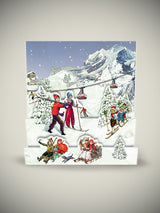 Tarjeta de Navidad y Adviento 'Paisajes de Invierno' - Esquiadores