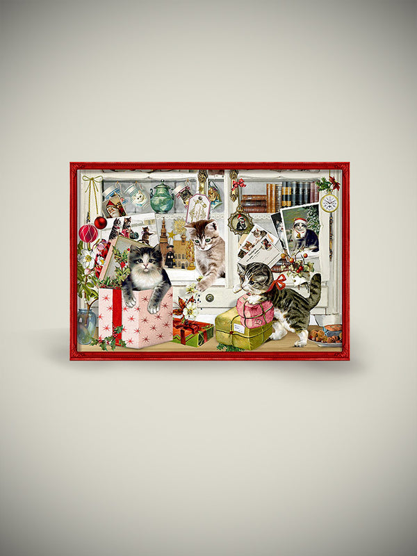 Mini Tarjeta de Adviento 'Escenas de Navidad' - Gatos