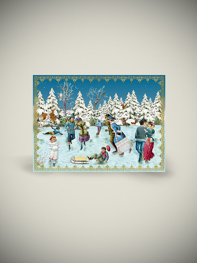 Mini Tarjeta de Adviento 'Escenas de Navidad' - Patinadores