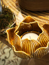 Portavela Decorativo 'Lotus' - Mostaza
