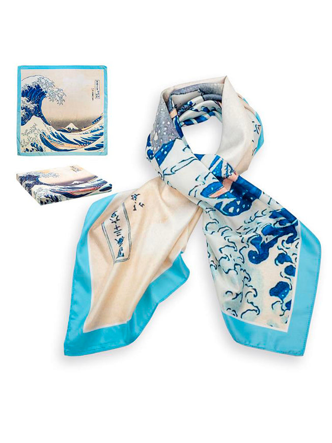 Pañuelo Estampado 'La Gran Ola' 90x90 cm - Katsushika Hokusai