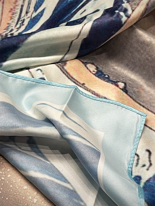 Pañuelo Estampado 'La Gran Ola' 90x90 cm - Katsushika Hokusai