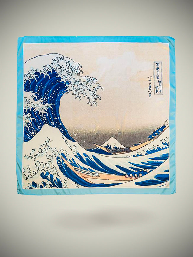 Pañuelo Estampado 'La Gran Ola' 90x90 cm - Katsushika Hokusai
