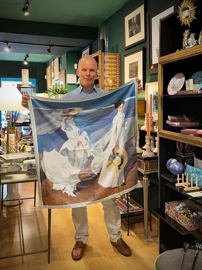 Pañuelo Estampado 'Paseo a Orillas del Mar' 90x90 cm - Sorolla