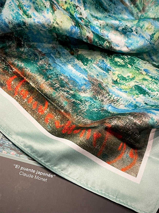 Pañuelo Estampado 'El Puente Japonés' 90x90 cm - Monet