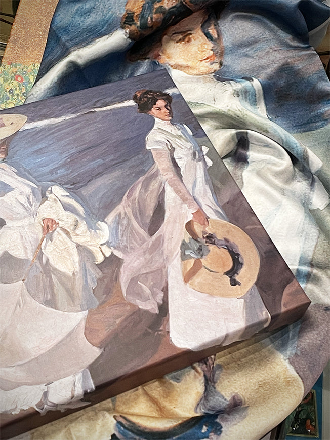 Pañuelo Estampado 'Paseo a Orillas del Mar' 90x90 cm - Sorolla