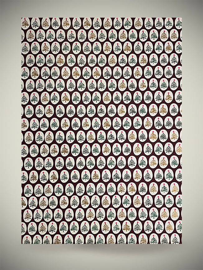 Christmas Paper Roll 'Christmas Trees Collage' - Caroline Gardner - 5 Meters