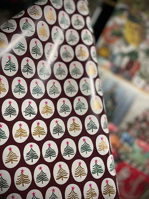 Christmas Paper Roll 'Christmas Trees Collage' - Caroline Gardner - 5 Meters