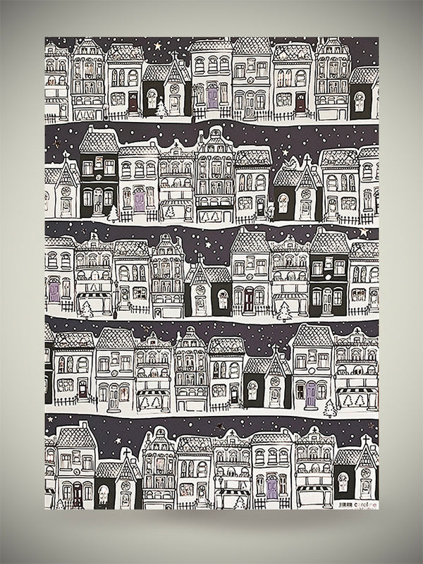 'Snowy Street' Christmas Paper Sheet - Caroline Gardner
