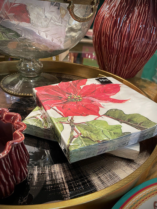 Pack de 20 Servilletas de Papel 'Poinsettia Rouge' - 33x33 cm