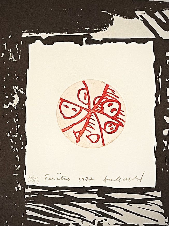 Aguafuerte Original 'Fenêtres - Rose' - Pierre Alechinsky