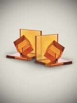 Set of Glass Book Ends 'Déco' - Orange