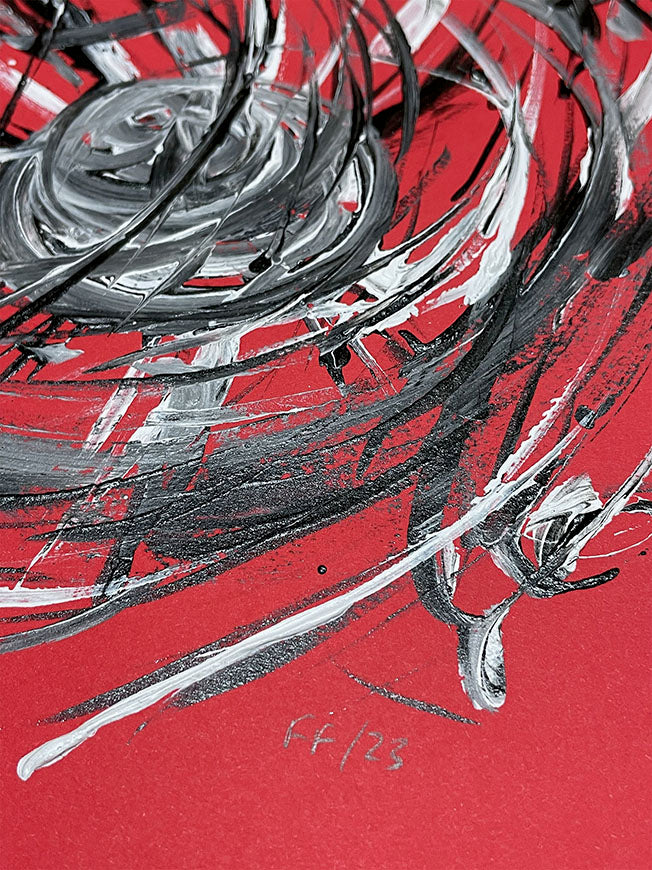 Pintura Original 'Esfera sobre Rojo' - 29.5x29.5 cm - Federico Font