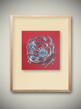 Pintura Original 'Esfera sobre Rojo' - 29.5x29.5 cm - Federico Font