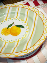 Plato de Postre de Porcelana 'Fruit Mania' Limones y Rayas