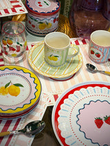 Plato de Postre de Porcelana 'Fruit Mania' Limones y Rayas
