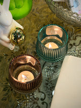 Portavela Tealight de Cristal 'Brisa' - Gris