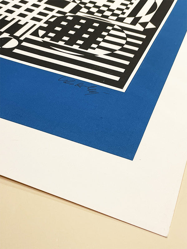 Victor Vasarely Beltica シルクスクリーン Serigraphy H.C. 'Blue, White and Black Geometric' | victor
