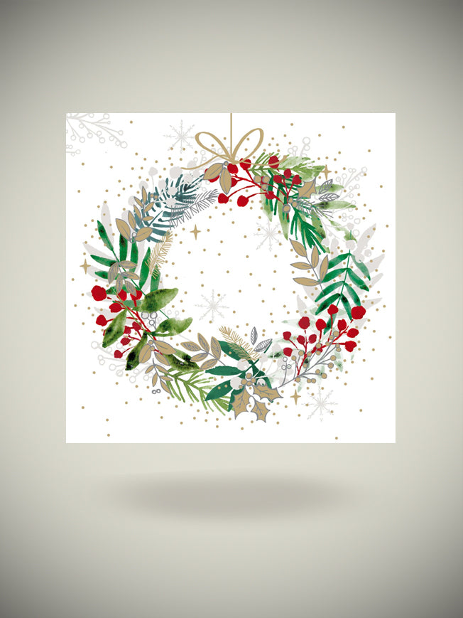 Pack de 20 Servilletas de Papel 'Festive Wreath' - 33x33 cm