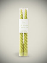Set of 2 'Twisted' Dinner Candles - Green