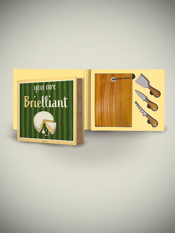 Gift Novels Cheese Board and Knife Set - You Are Brilliant