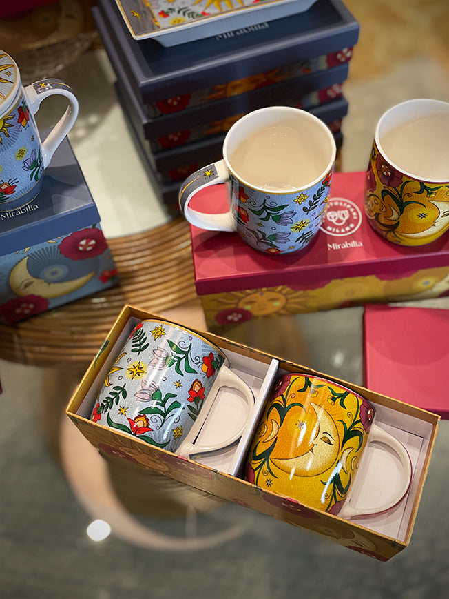 Juego de 2 Mugs de Porcelana 'Sun & Moon' - 350 ml