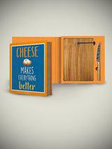 Set de Tabla y Cuchillo para Quesos 'Gift Novels' - Cheese Makes Everything Better