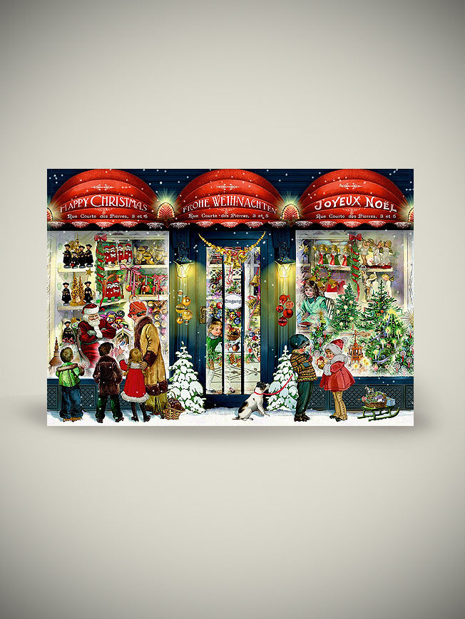 Tarjeta de Navidad y Adviento 'Escaparate de Navidad' - Tienda