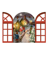 Tarjeta de Navidad y Adviento 'Ventana Nostálgica' - Roja