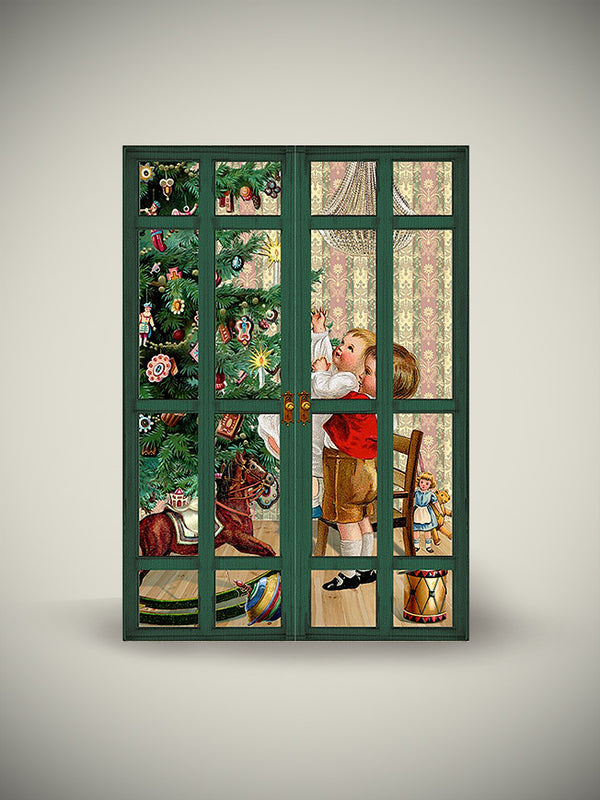 Christmas and Advent Card 'Nostalgic Window' - Green