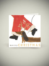 Tarjeta de Navidad 'Sausage Dog & Santa' - Caroline Gardner