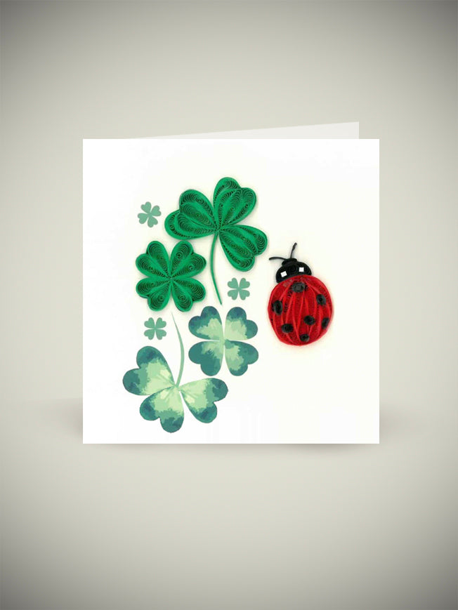 Paper Filigree Card 'Clover and Ladybug' | Tartan & Zebra