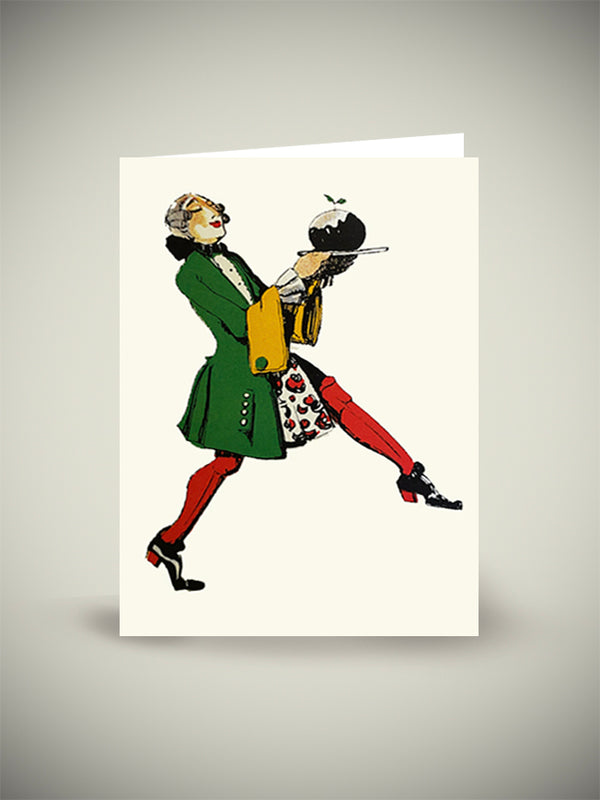 Greeting Card 'Butler with Christmas Pudding' - Claud Lovat Fraser