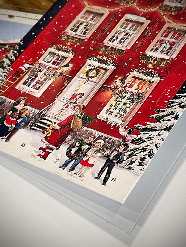 Tarjeta Calendario de Adviento 'Casa de Navidad' - Roja