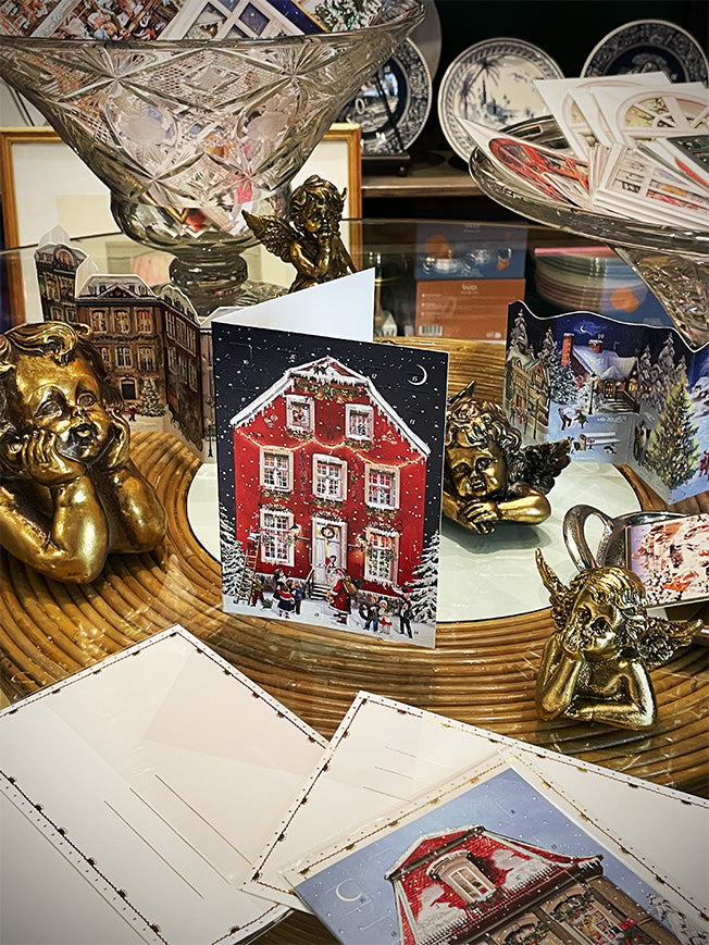 Tarjeta Calendario de Adviento 'Casa de Navidad' - Roja