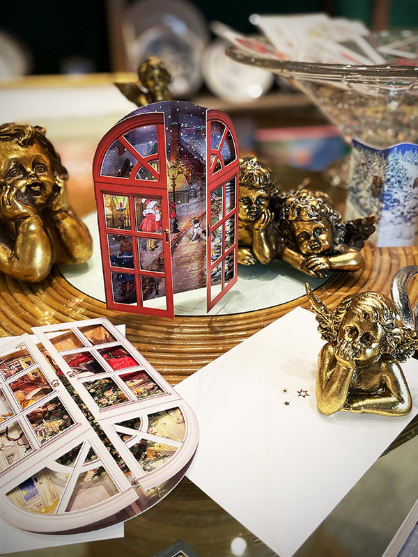 Christmas and Advent Card 'Nostalgic Window' - Red