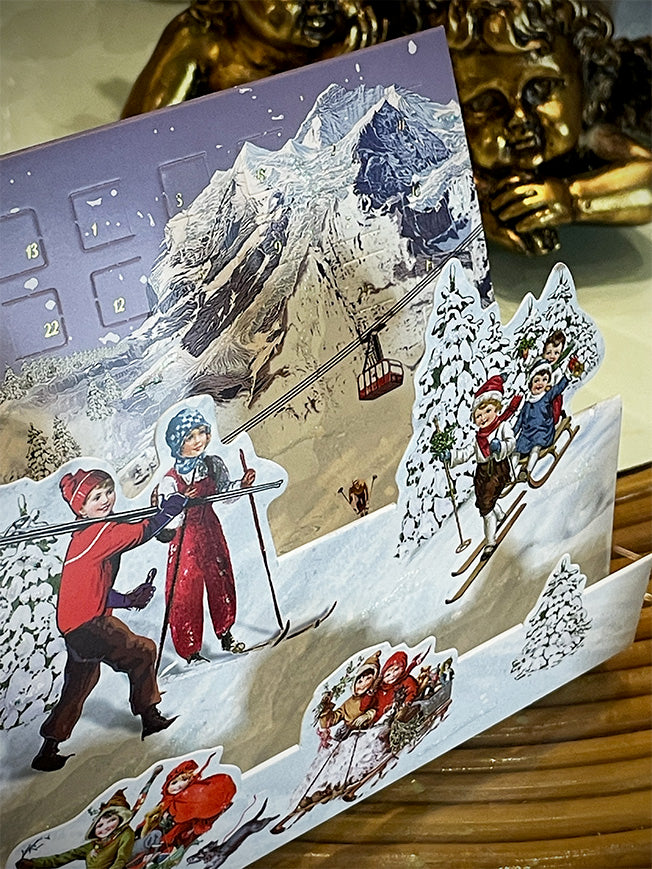 Tarjeta de Navidad y Adviento 'Paisajes de Invierno' - Esquiadores