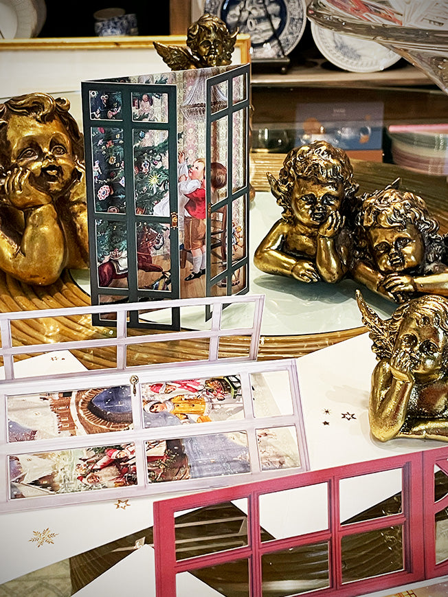 Tarjeta de Navidad y Adviento 'Ventana Nostálgica' - Verde