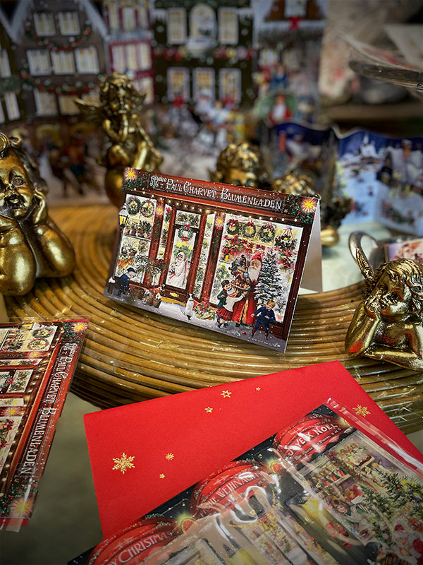 Tarjeta de Navidad y Adviento 'Escaparate de Navidad' - Floristería