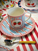 Plato de Postre de Porcelana 'Fruit Mania' Fresas y Rayas