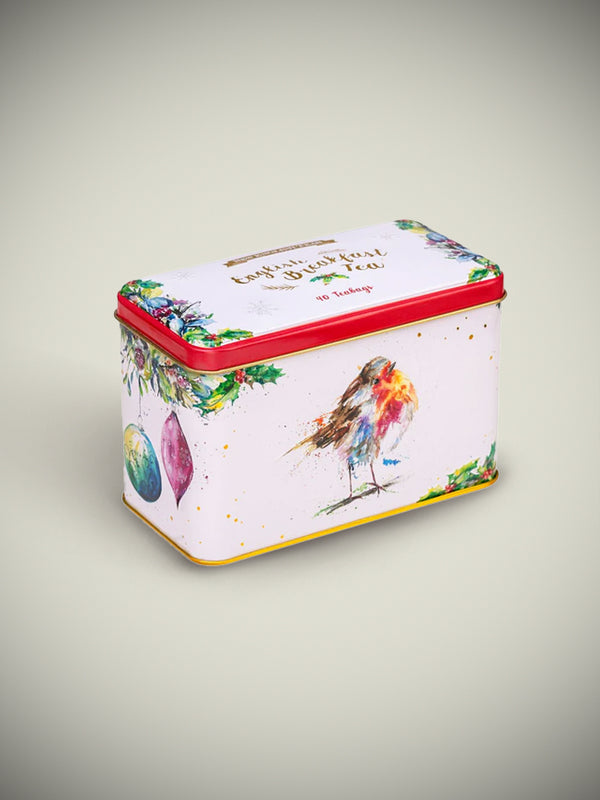 'Christmas Robin' Tea Tin - 40 English Breakfast Tea Bags
