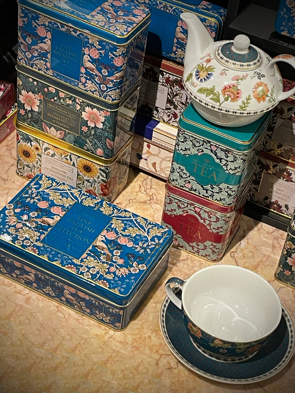 'Song Thrush Teal' Tea Tin - 72 Bags English Breakfast, Afternoon and Earl Gray