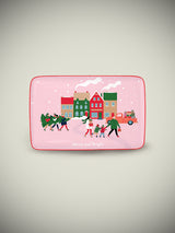 Bandeja Rectangular Porcelana 'Christmas Twist' - 22x14 cm